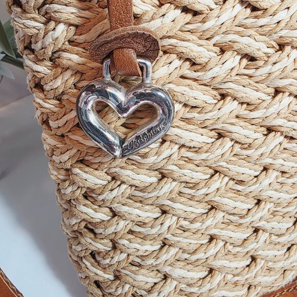 Brighton Woven Straw & Brown Leather Crossbody Bag - Picture 9 of 13